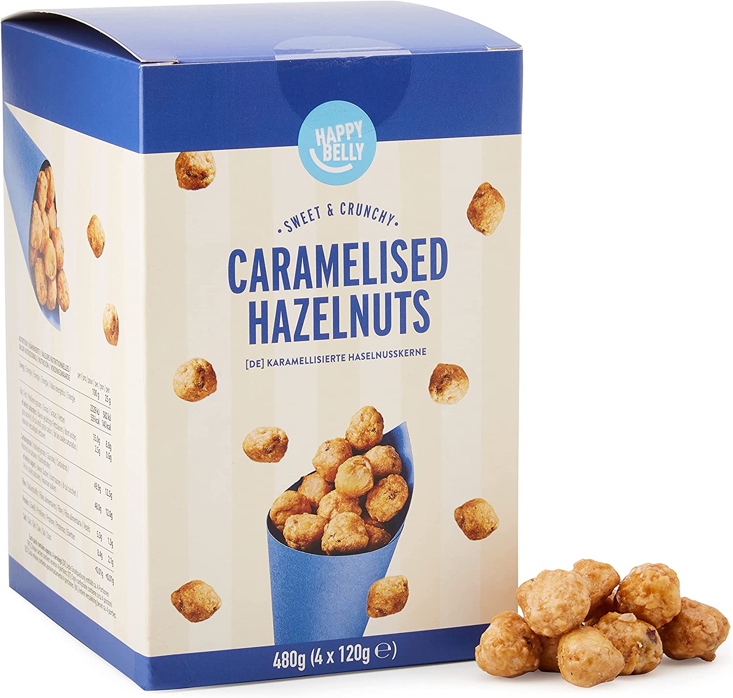 Happy Belly Caramelised Hazelnuts 4 x 120g RRP 9 CLEARANCE XL 3.99
